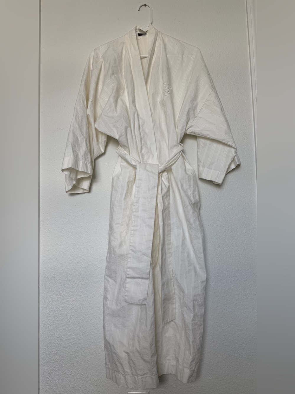Vintage Natori 100% Cotton White Women's Kimono Robe with Belt - Picture 6 of 14